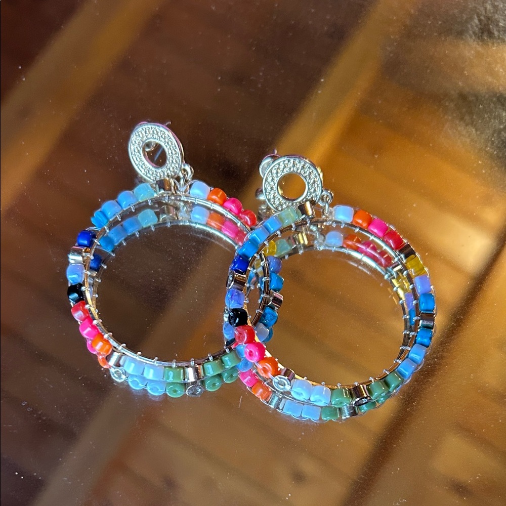 Evereve Colorful Beaded Hoop Earrings